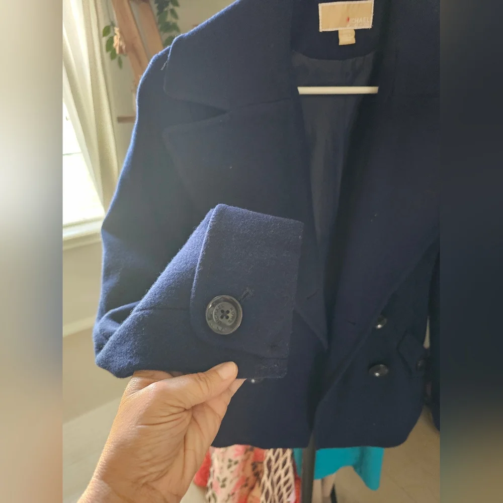 MICHAEL MICHAEL KORS PEA COAT JACKET SZ SMALL NAVY BLUE - Picture 4 of 6